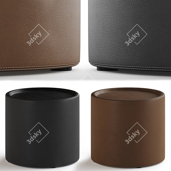 Modern Leather and Wood Coffee Table 3D model image 3
