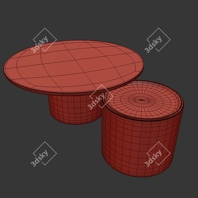 Modern Leather and Wood Coffee Table 3D model image 5