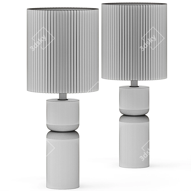 Modern Solid Wood Table Lamp 3D model image 2