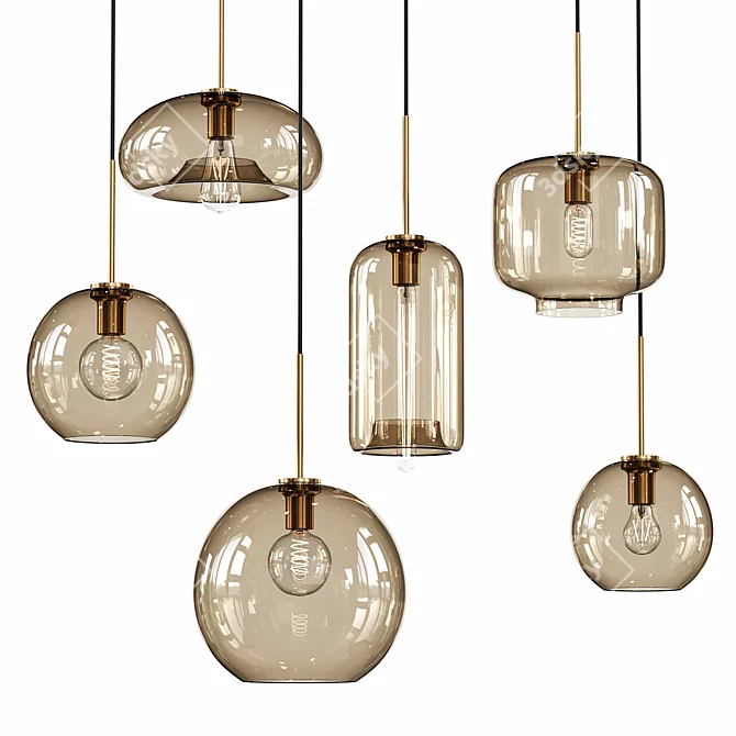Contemporary Glass Pendant Lighting 3D model image 1