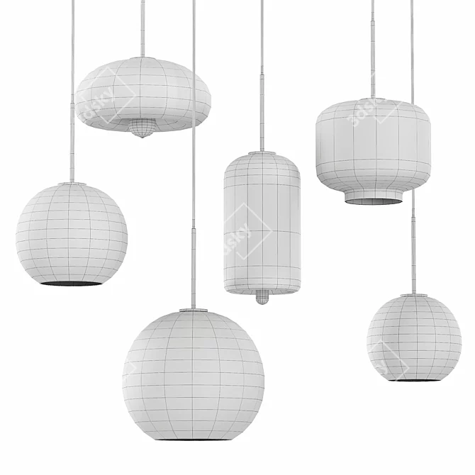 Contemporary Glass Pendant Lighting 3D model image 2