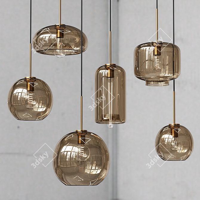 Contemporary Glass Pendant Lighting 3D model image 3