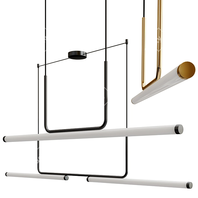 Modern Linear Pendant Lighting Fixture 3D model image 1