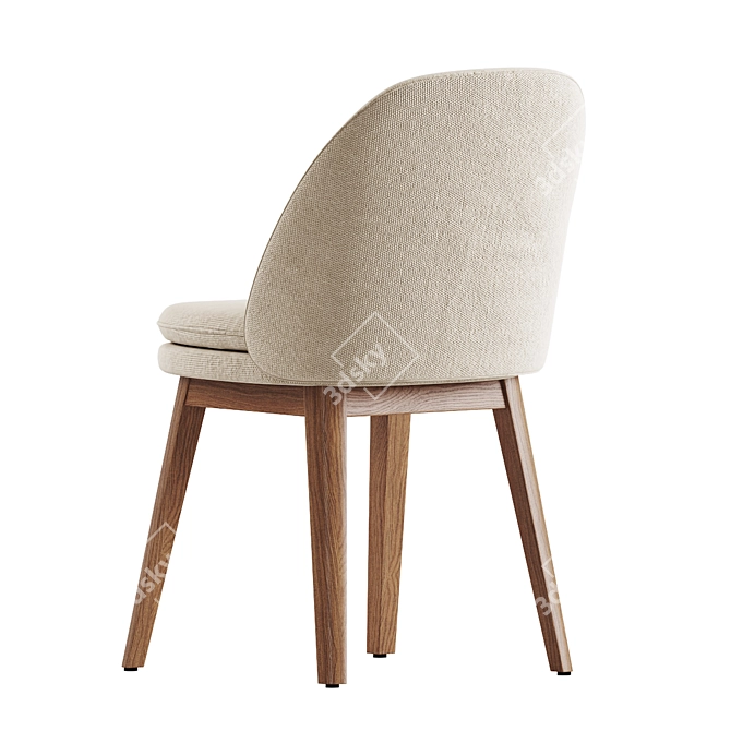 Wayne Velvet Oak Dining Chair 3D model image 4