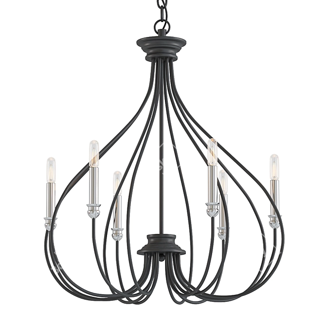 Modern Steel Grey Chandelier 3D model image 1