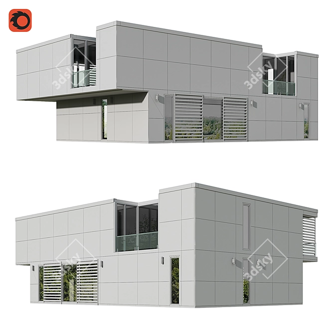 Modern Style Villa 3DsMax Corona 3D model image 4