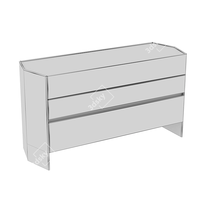 Hexagonal Walnut Veneer 3-Drawer Dresser 3D model image 7