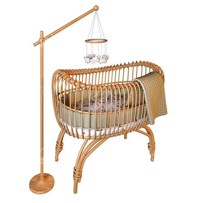 Handwoven Crib Bed | RustiKids 3D model image 1