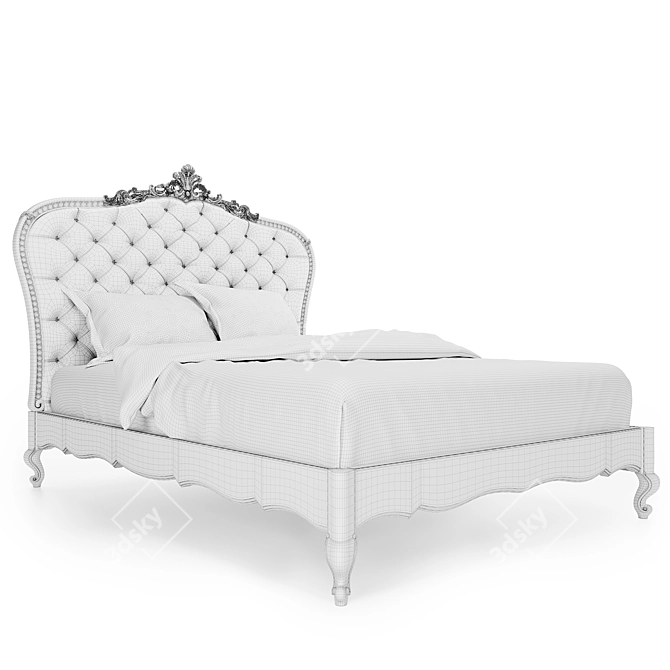 Romano Home Handcrafted Baroque Bed 3D model image 3
