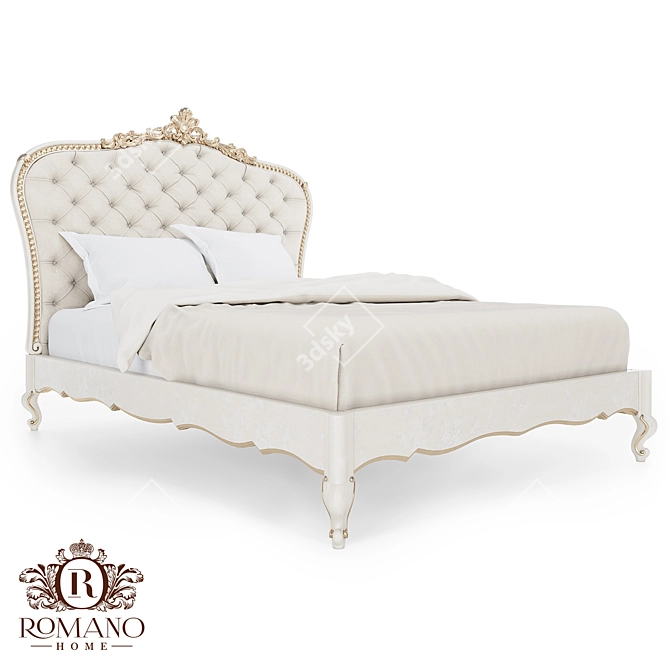Romano Home Handcrafted Baroque Bed 3D model image 4