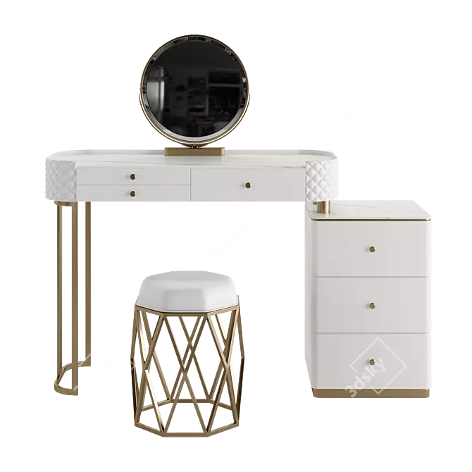 Marble Vanity Set with Mirror 3D model image 1