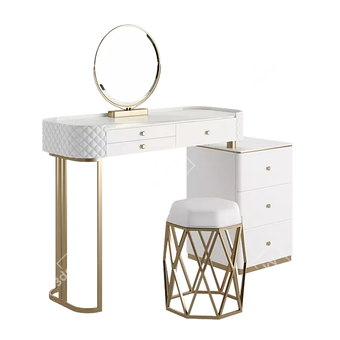 Marble Vanity Set with Mirror 3D model image 2