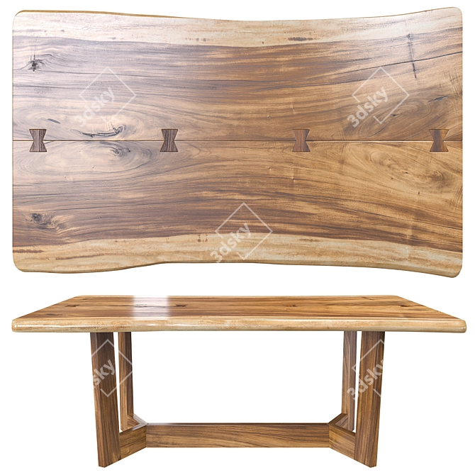 Wooden Slab Table Texture 4K 3D model image 1
