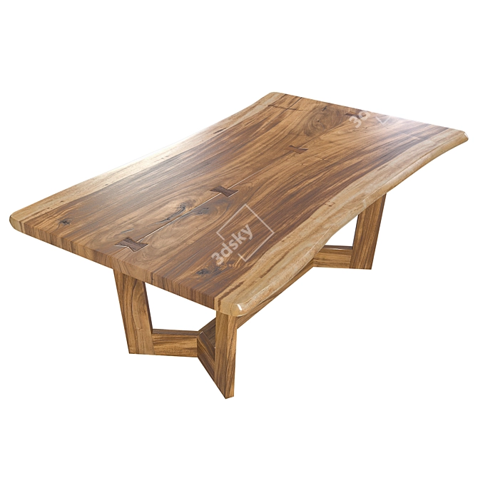 Wooden Slab Table Texture 4K 3D model image 2