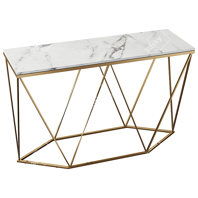 Elegant Marble Gold Sofa Table 3D model image 2