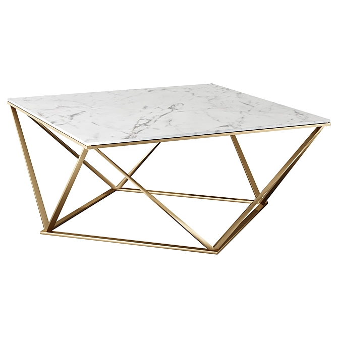 Elegant Marble Gold Sofa Table 3D model image 3