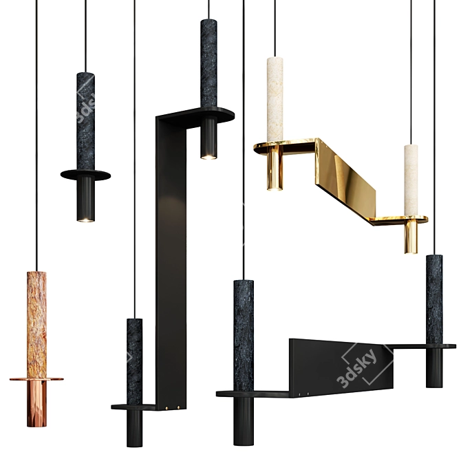 Sleek Meta Pendant Light Collection 3D model image 1