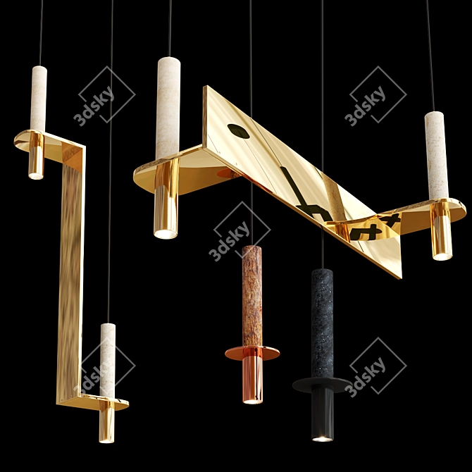 Sleek Meta Pendant Light Collection 3D model image 2