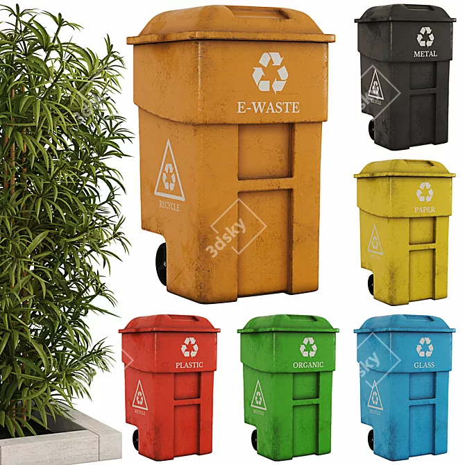 Plant-Infused Recycled Color Bins 3D model image 2