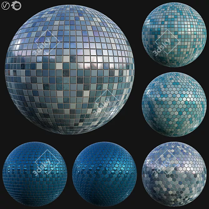 Smooth Pool Tiles PBR Material 3D model image 1