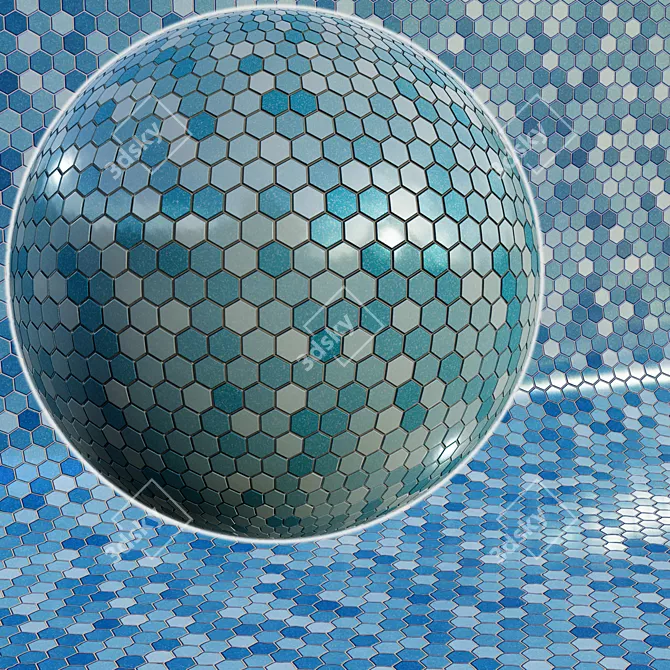 Smooth Pool Tiles PBR Material 3D model image 3