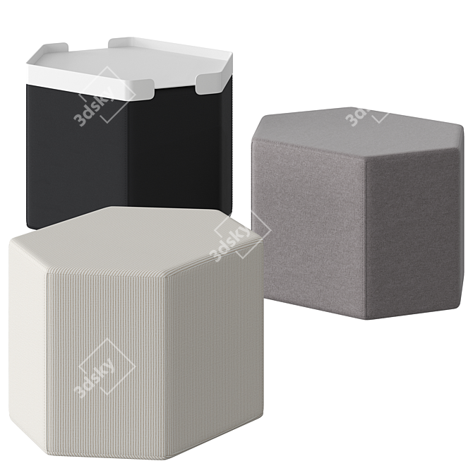 Sleek Bludot Hecks Ottoman 3D model image 1
