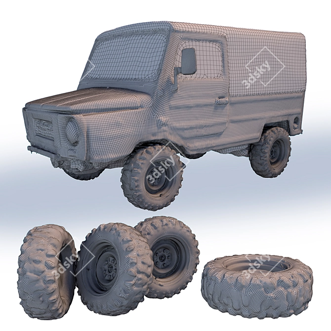 Vintage Off-Road SUV LuAZ 3D model image 7