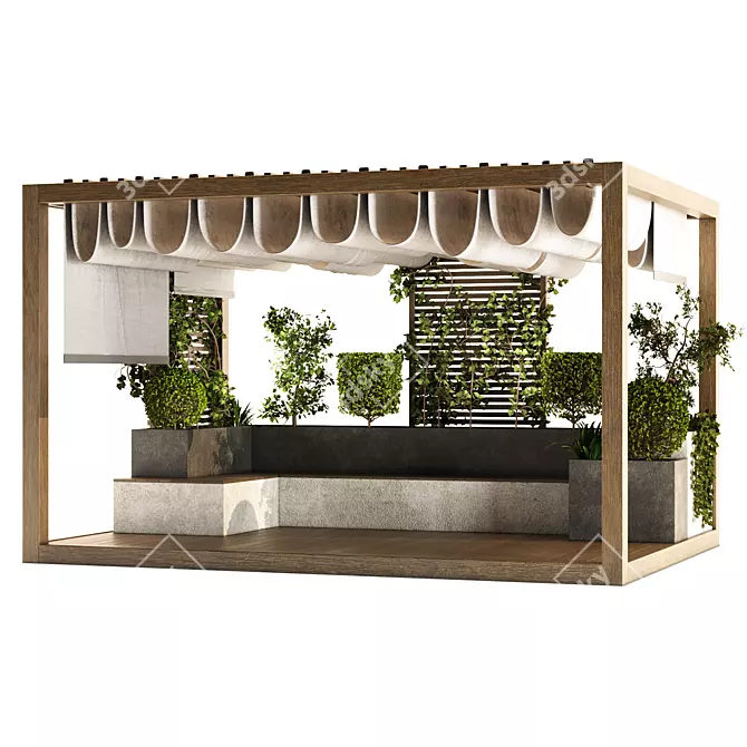 Modern Outdoor Pergola Set 3D model image 3