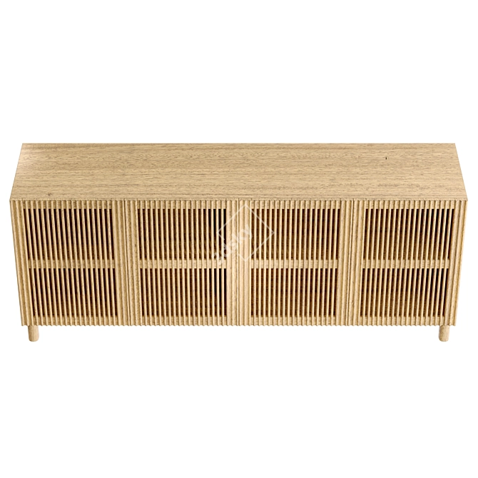Solid Oak Sideboard Storage Unit 3D model image 2