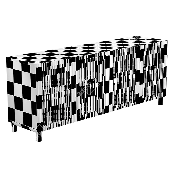 Solid Oak Sideboard Storage Unit 3D model image 4