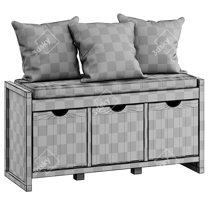 Modern Storage Bench with Accessories 3D model image 5