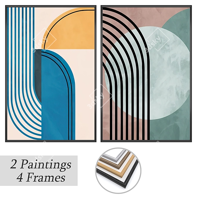 Artwork Set with Multiple Frames 3D model image 1