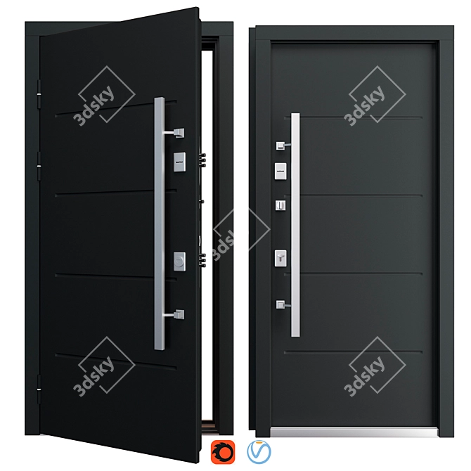  Elegant Aluminum Entry Door 3D model image 1