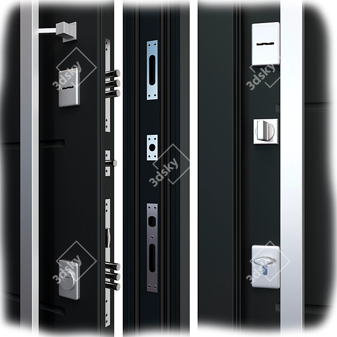  Elegant Aluminum Entry Door 3D model image 2