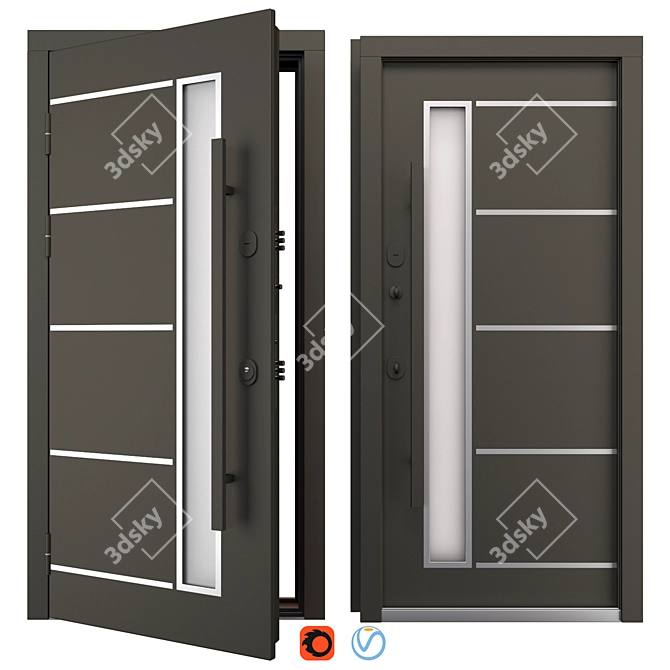 Nova 020 Aluminum Entry Door 3D model image 1