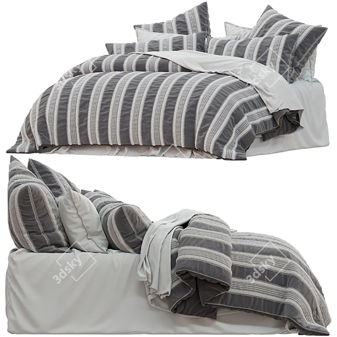 Elegant Grey Tufted Cover Set 3D model image 2