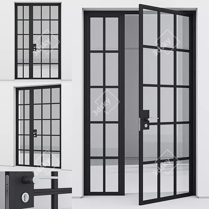 Modern Aluminium Entrance Door Model 3D model image 1