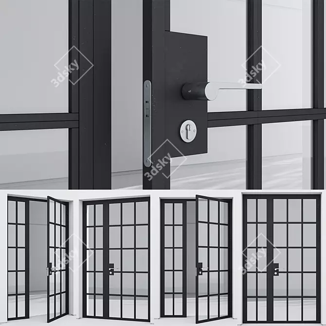 Modern Aluminium Entrance Door Model 3D model image 3