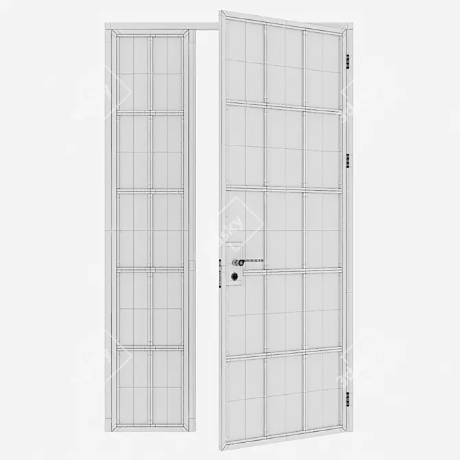 Modern Aluminium Entrance Door Model 3D model image 5