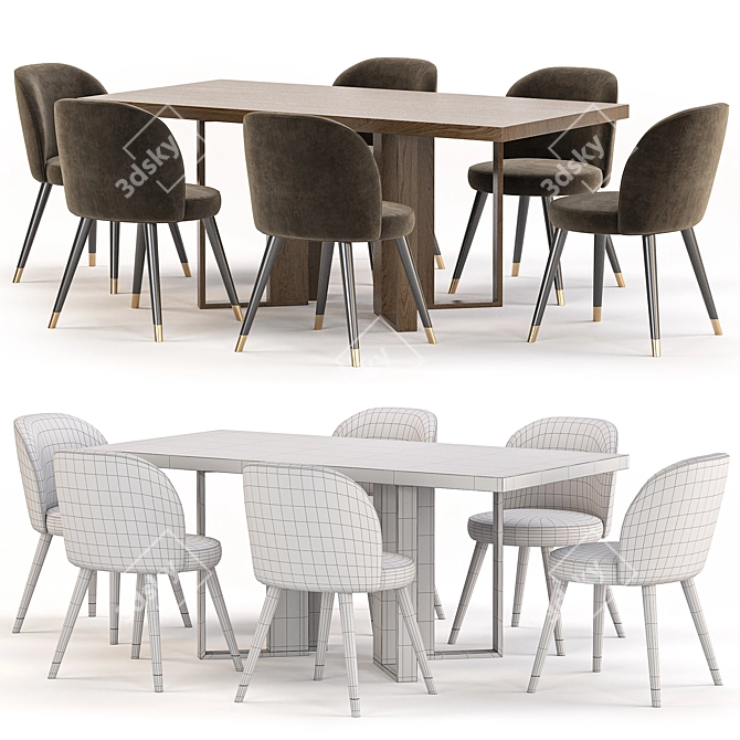 Modern Dining Set Furniture Collection 3D model image 4