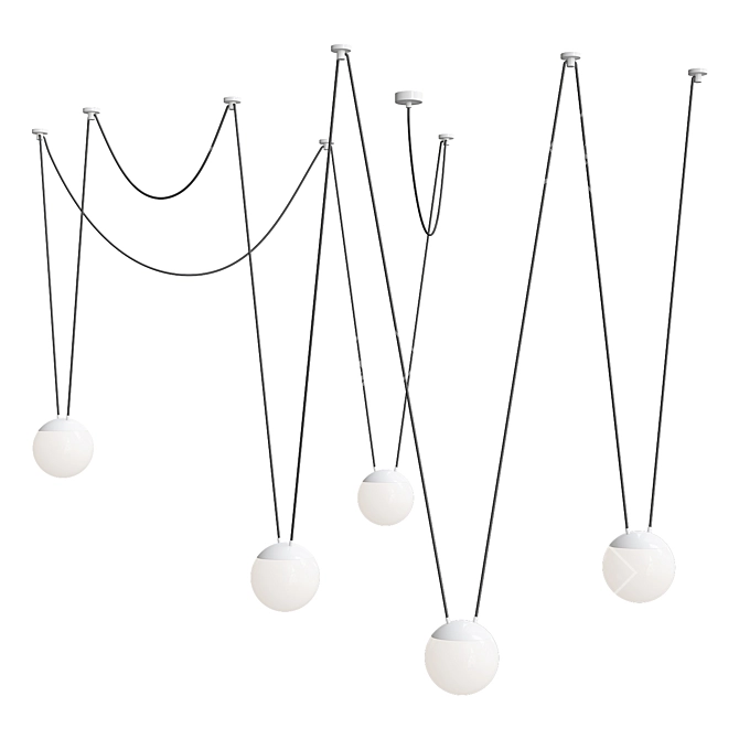 Modern White Pendant Lamp 5L 3D model image 1