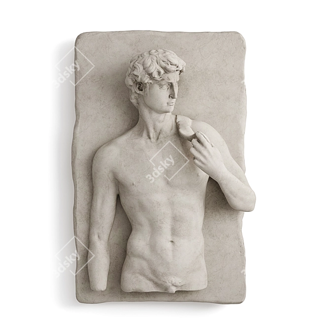 Marble David Wall Relief Sculpture 3D model image 1