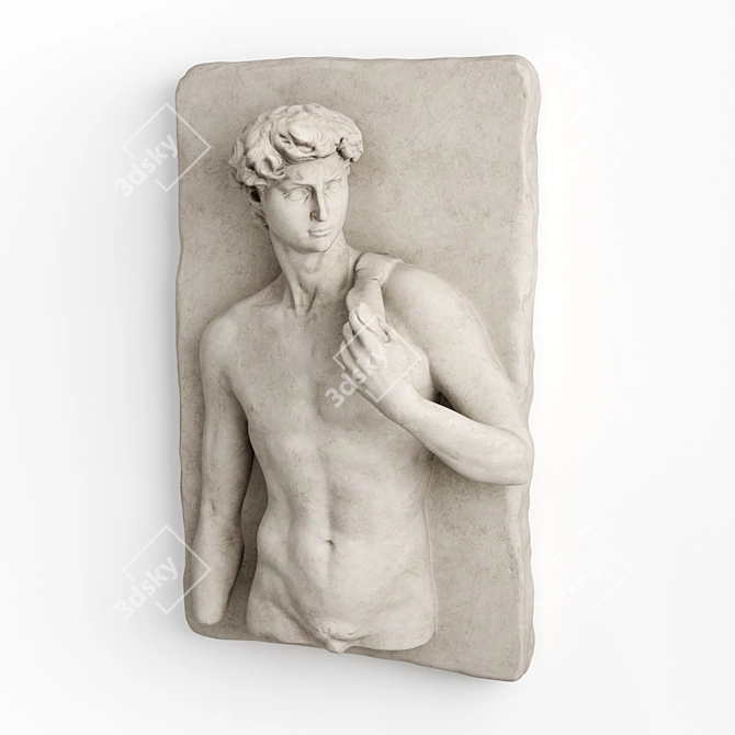 Marble David Wall Relief Sculpture 3D model image 2