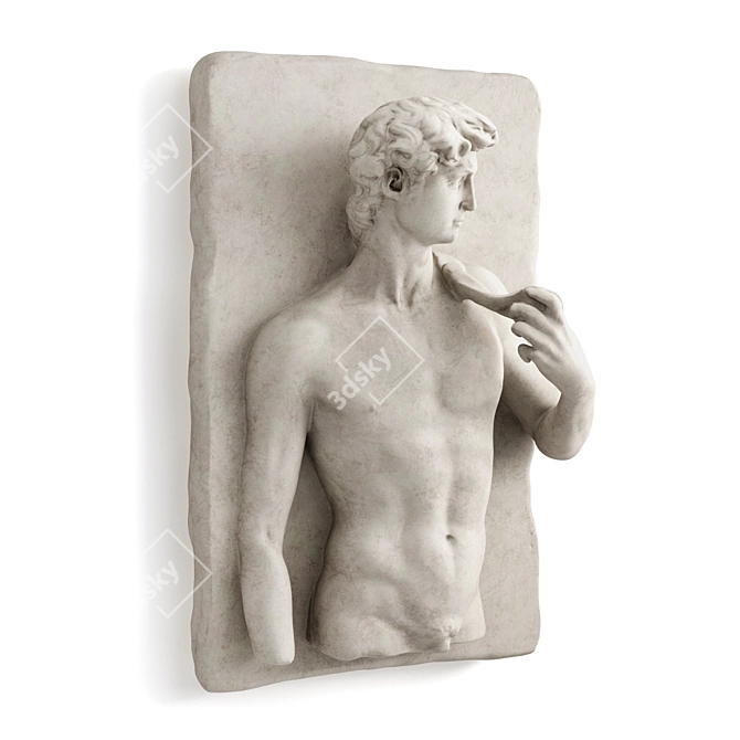 Marble David Wall Relief Sculpture 3D model image 3