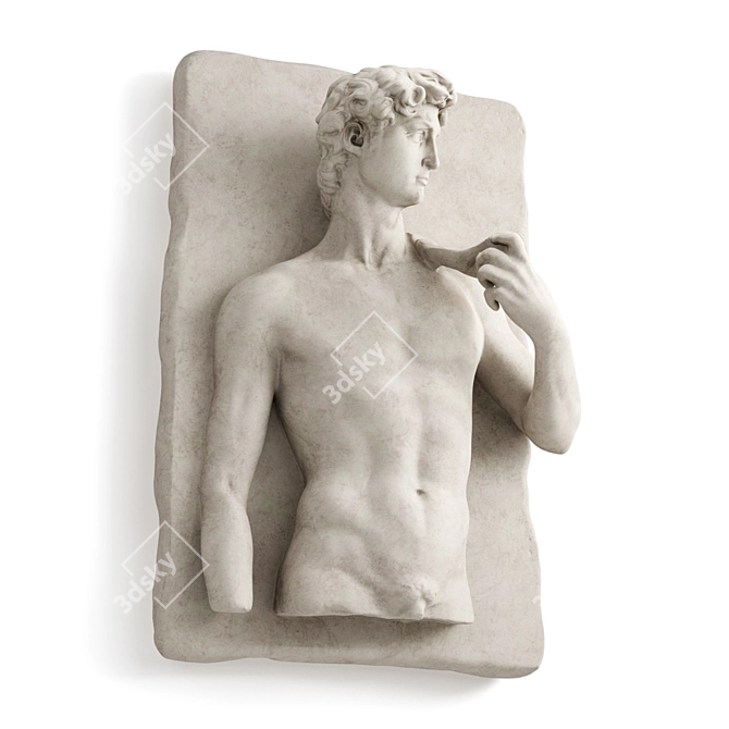 Marble David Wall Relief Sculpture 3D model image 4