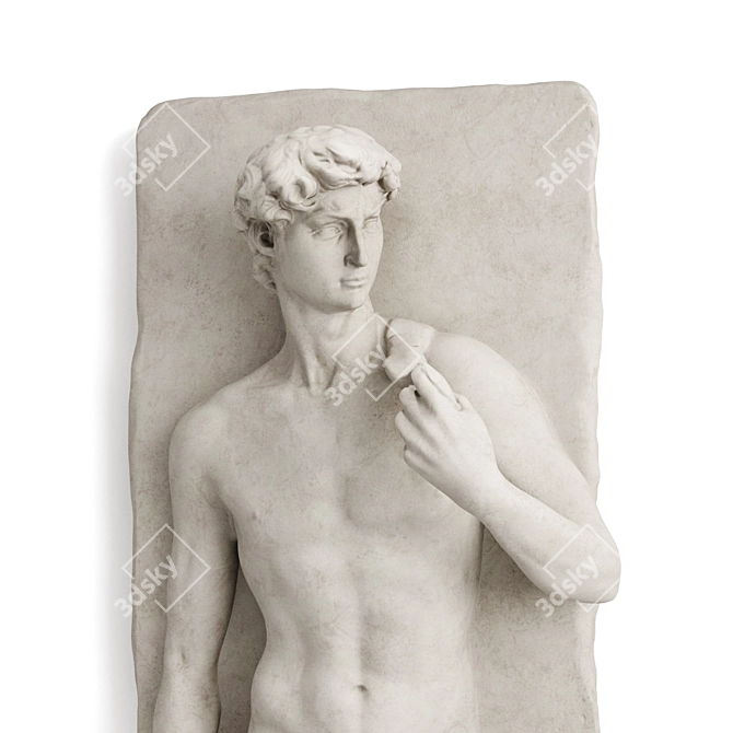 Marble David Wall Relief Sculpture 3D model image 5