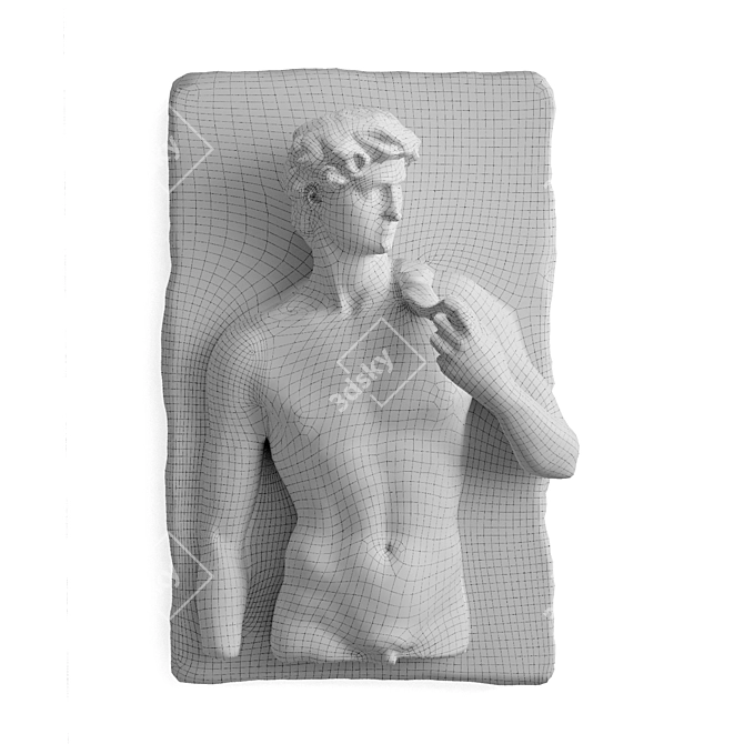 Marble David Wall Relief Sculpture 3D model image 6