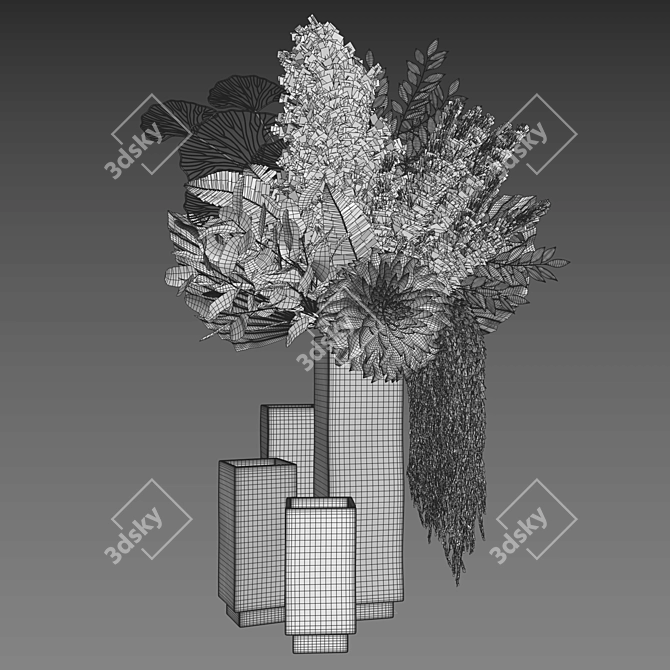 Pampas Gold Leaves Bouquet Set 3D model image 11