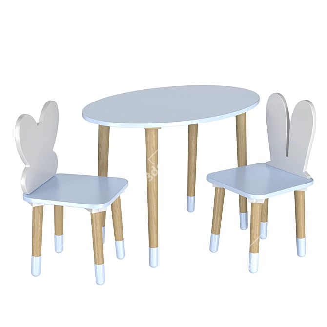 Dimdom Kids Set, Children's Table & Chairs 3D model image 1