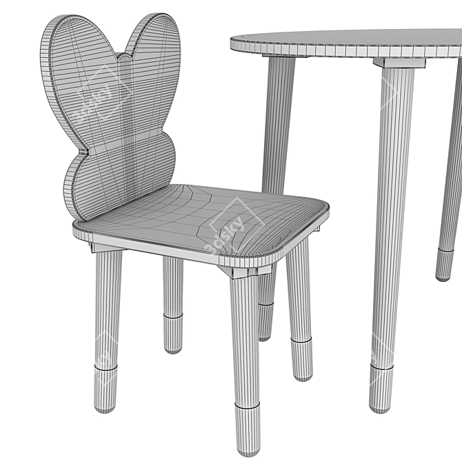 Dimdom Kids Set, Children's Table & Chairs 3D model image 4